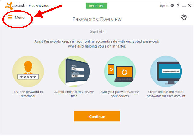 Avast Antivirus window