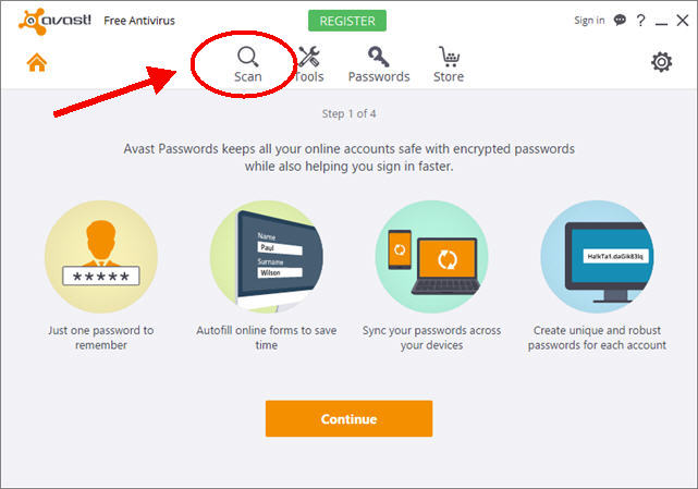 Avast Antivirus window
