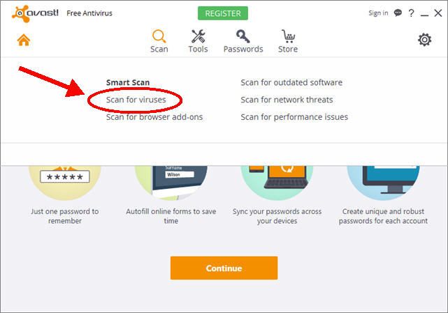 Avast Antivirus window