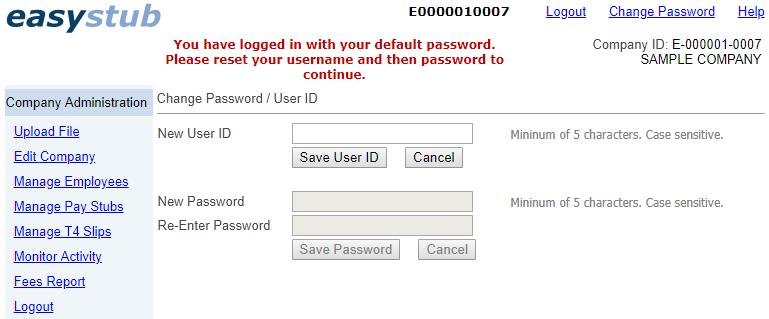 Prompt to reset password