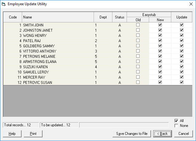 Employee Update Utility preview changes