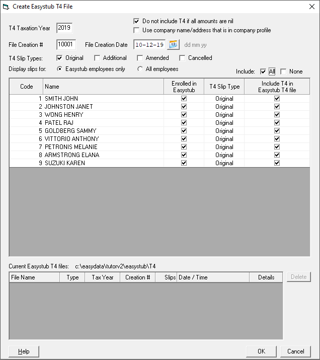 Create Easystub T4 File window